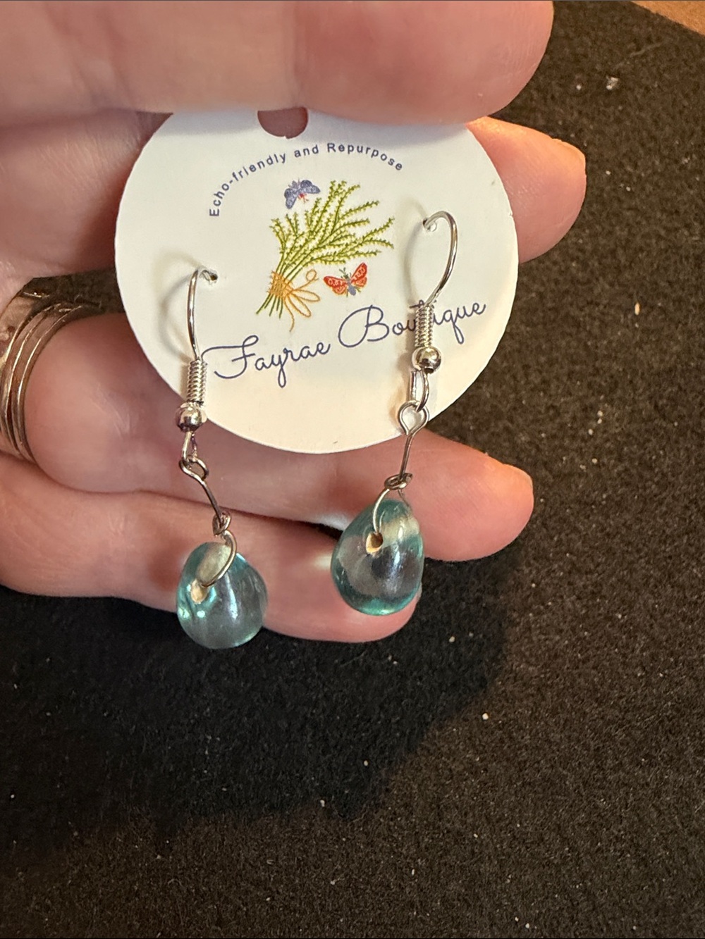 Teal Glass Drop Earrings